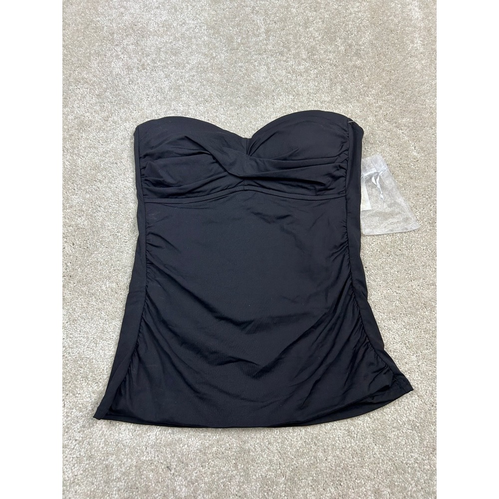 Anne Cole Swimwear Women's Black XS Bandeau Tankini Top Ruched Padded